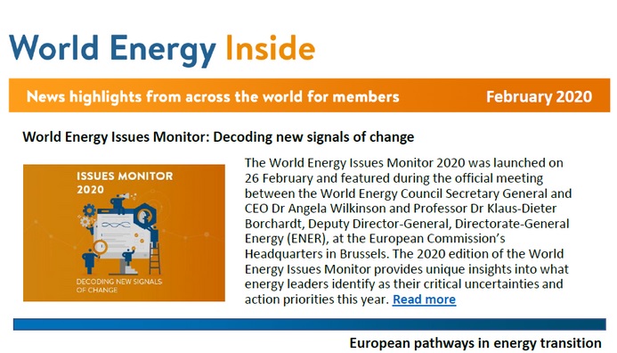 Доступен новый номер информационного бюллетеня World Energy Inside за февраль 2020 года